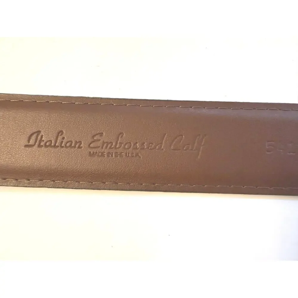 Torino Italian Crocodile Embossed Calfskin Belt Men’s Sz 44 Taupe Leather Casual